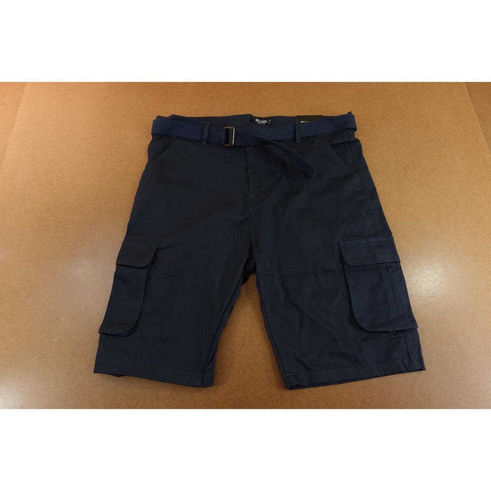 Blu Rock Mens Size 40 Navy Blue Belted 10.5" Inseam Cargo Shorts NWT
